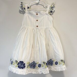 Shabby Chic White Sleeveless Sundress Boho Embroidered Flower Girl 4T